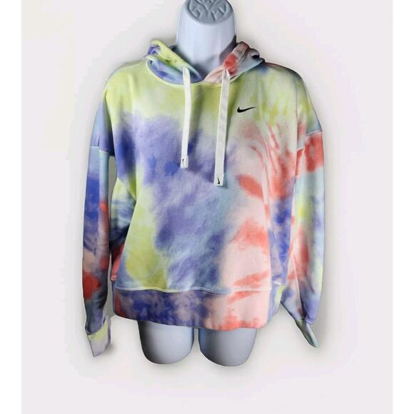 Nike Get Fit Tie-Dye Training Hoodie Womens Small Pullover Cropped Sweatshirt - Picture 1 of 8